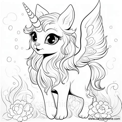 kitten unicorn coloring page