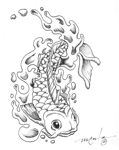 koi fish coloring page colored