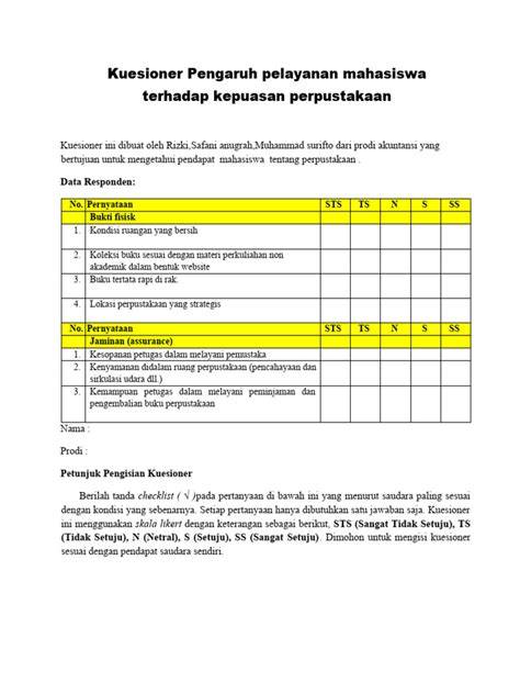 Kuesioner Perpustakaan
