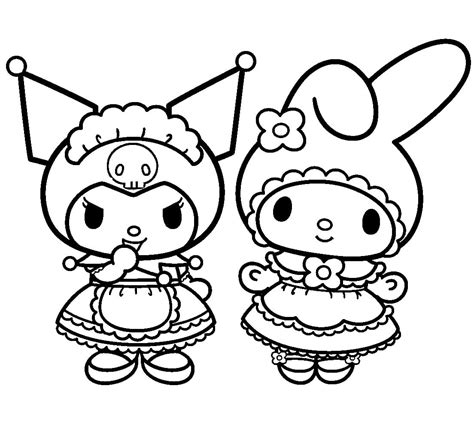 kuromi and melody coloring pages