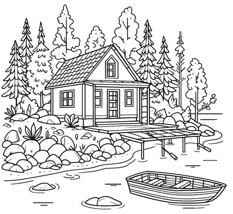 lake house coloring pages