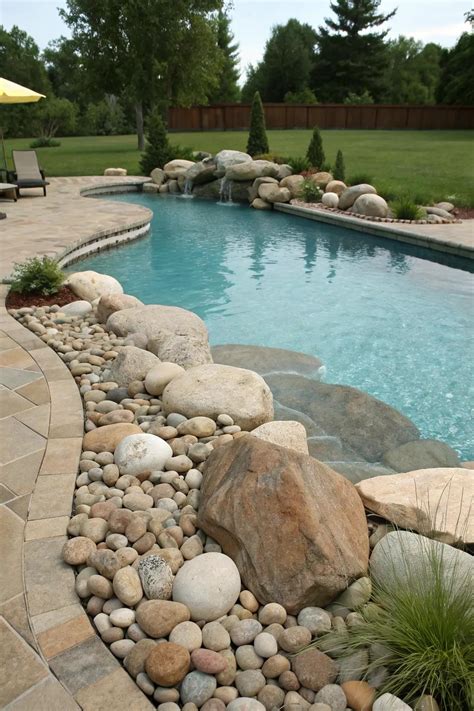 large rocks around pool