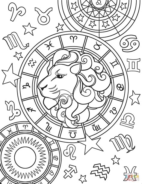 leo zodiac coloring pages