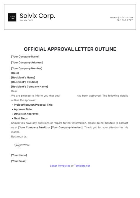 Letter Of Approval Template
