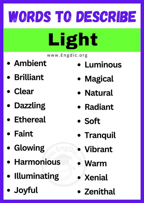 Describing Light: Adjectives at Play
