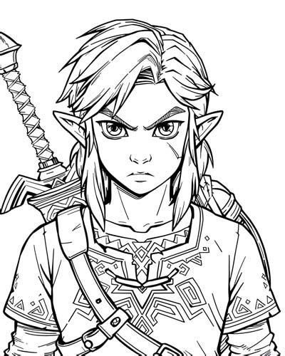 link coloring pages breath of the wild