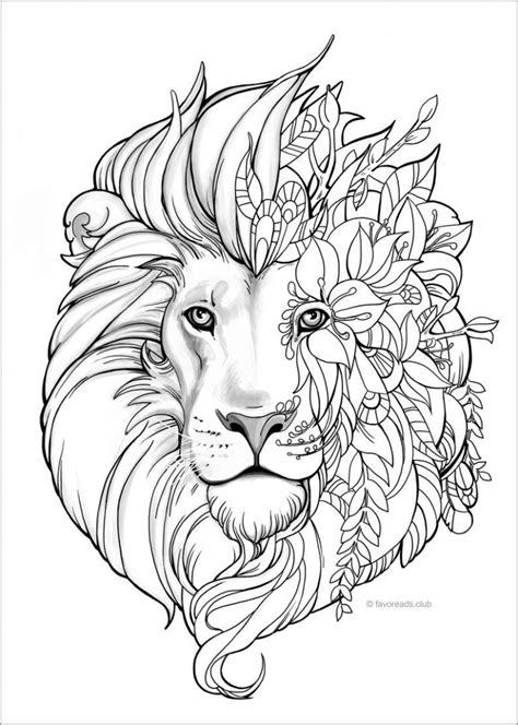 lion colouring pages for adults