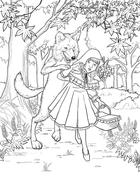 little red riding hood pictures to colour