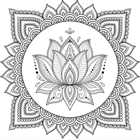 lotus flower mandala coloring pages