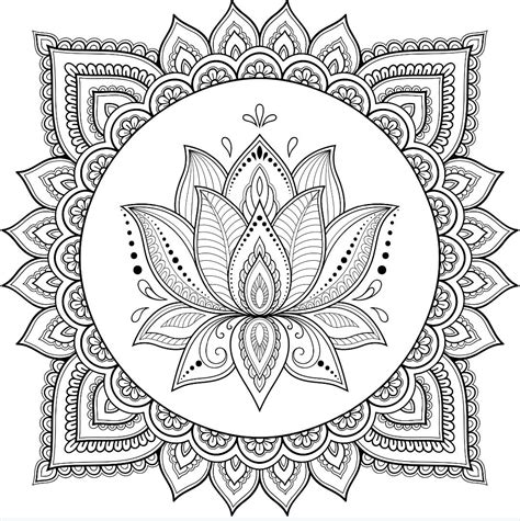 lotus flower mandala coloring pages