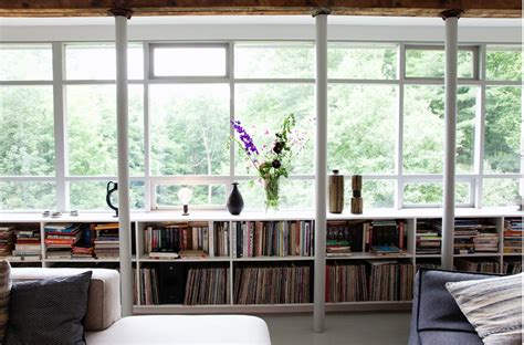 low bookcase under window