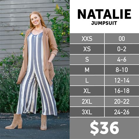 Lularoe Natalie Size Chart