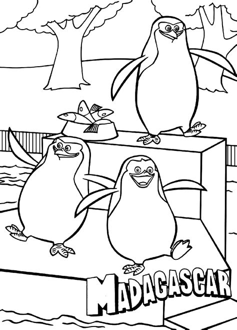 madagascar penguins coloring pages