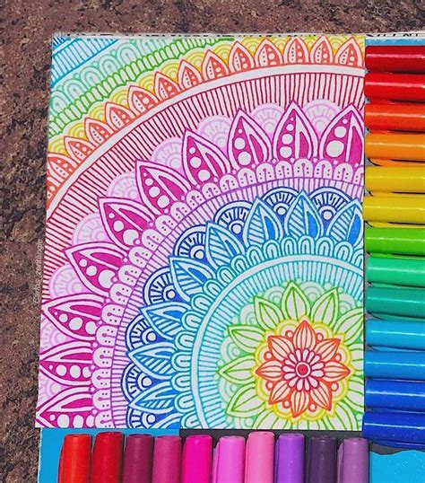 mandala art drawing with colour