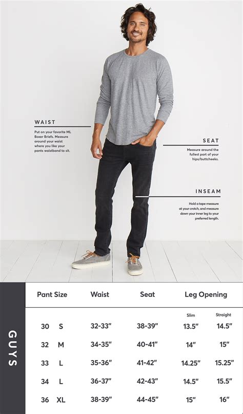 Marine Layer Sizing Chart