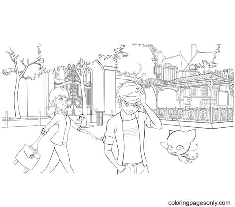 marinette and adrien coloring pages