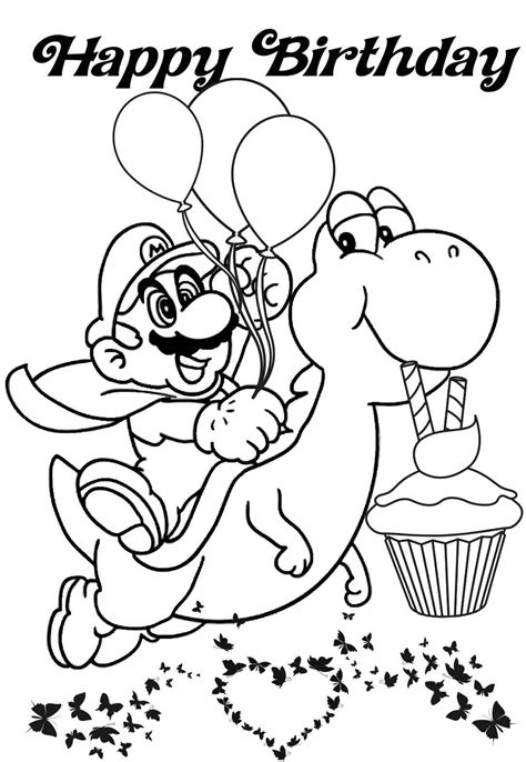 mario birthday coloring page