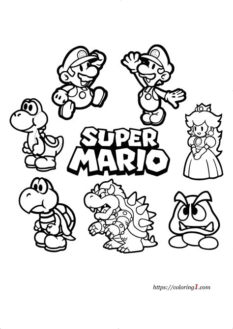 mario character coloring page