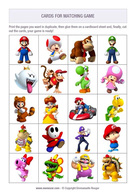 mario character printables
