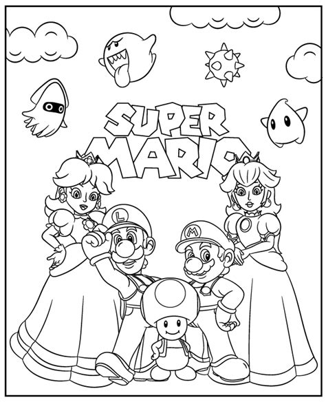 mario characters coloring sheet