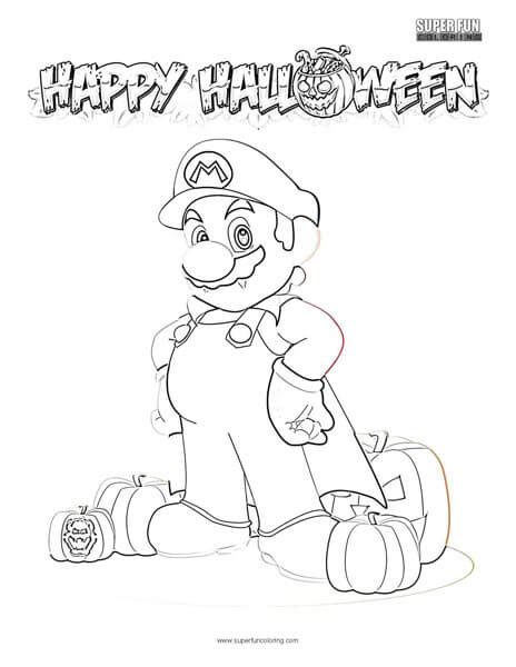 mario halloween coloring pages