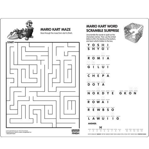 mario kart activity sheets