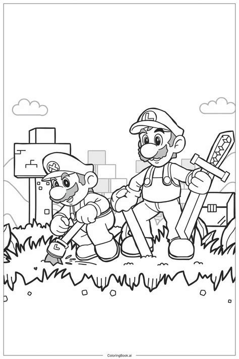 mario minecraft coloring pages