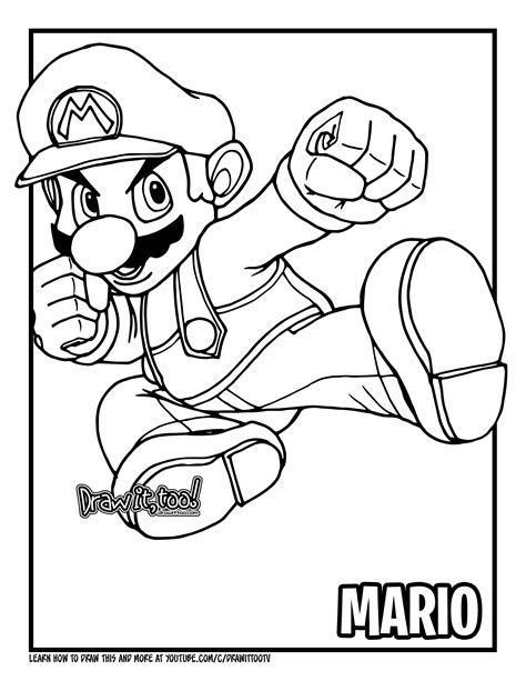 mario smash bros coloring pages