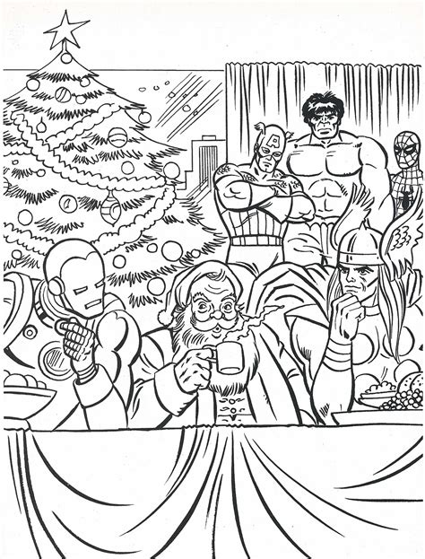 marvel christmas coloring pages