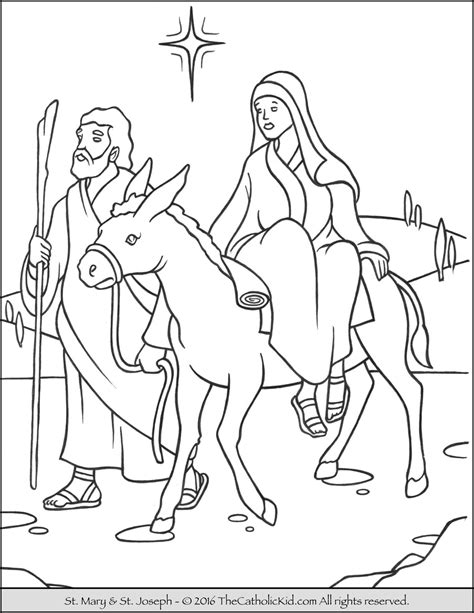 mary and joseph travel to bethlehem coloring pages