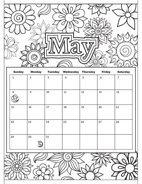 may calendar coloring pages
