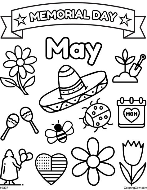 may themed coloring sheets