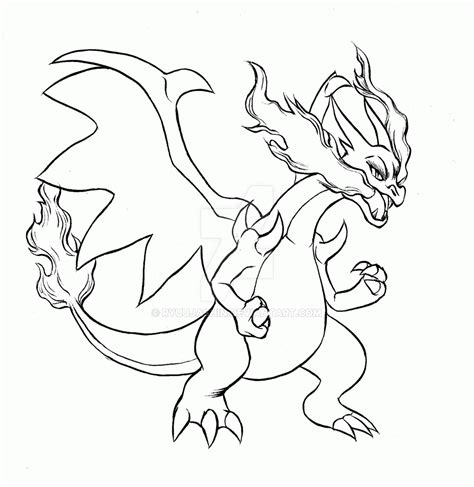 mega charizard x colouring