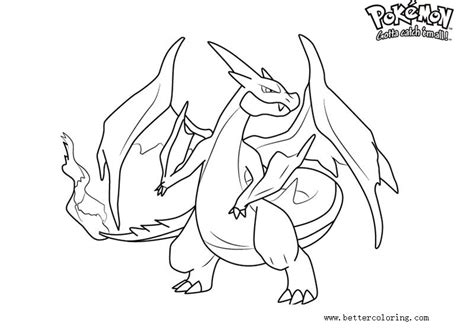 mega charizard y coloring page