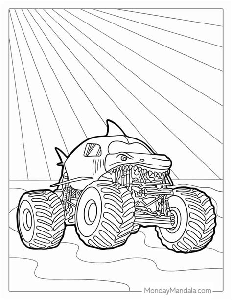 megalodon monster jam coloring pages