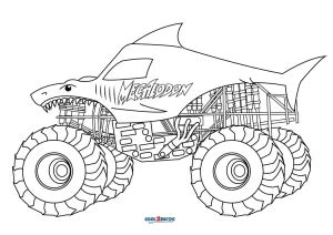 megalodon monster truck coloring pages