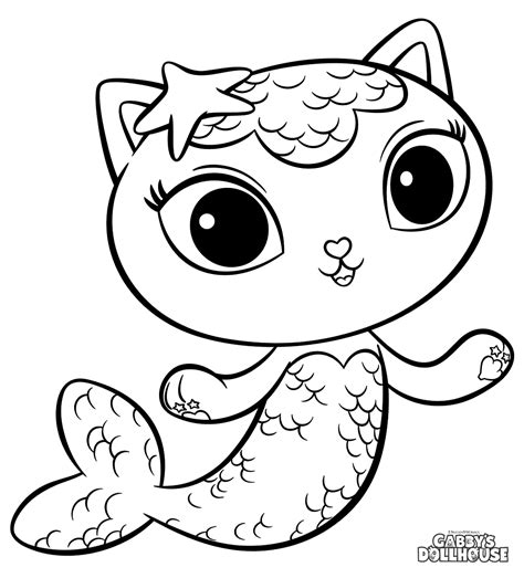 mercat gabby's dollhouse coloring pages