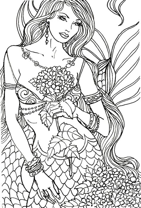 mermaid colouring pages for adults