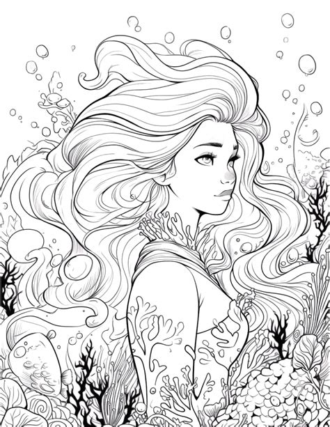 mermaid colouring pages for adults