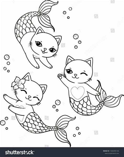 mermaid kitty coloring pages