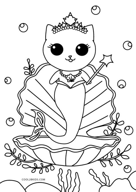 mermaid kitty coloring sheet