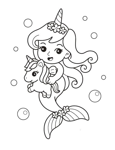 mermaid unicorn coloring pages