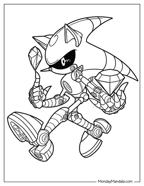 metal sonic sonic coloring pages