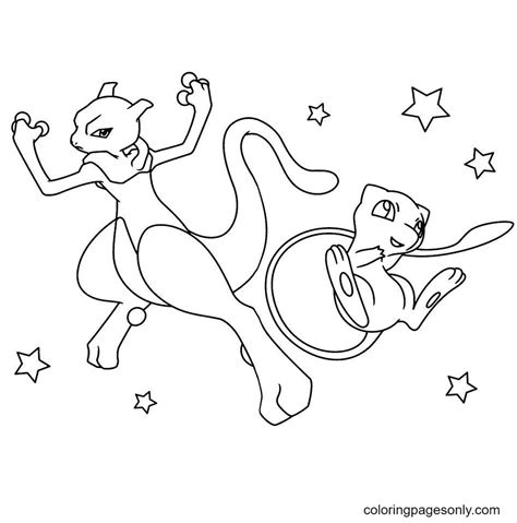 mew and mewtwo coloring pages