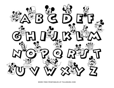mickey mouse alphabet coloring pages