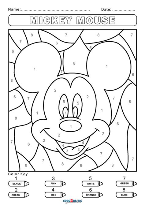 mickey mouse color by number