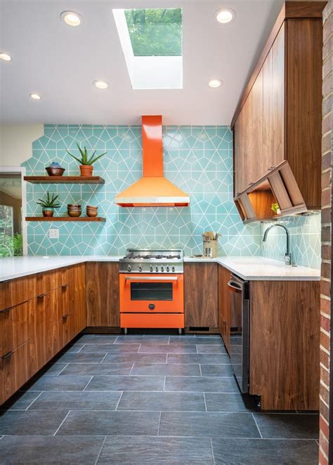 mid century tile backsplash