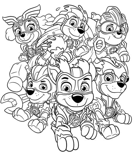 mighty pups colouring pages