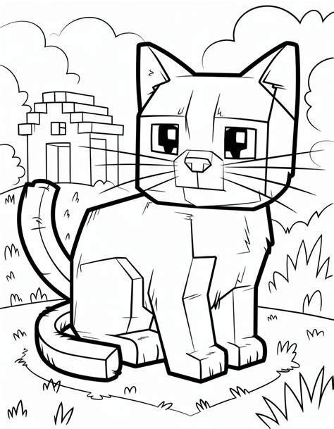 minecraft cat coloring pages