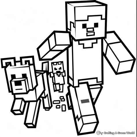 minecraft steve colouring pages